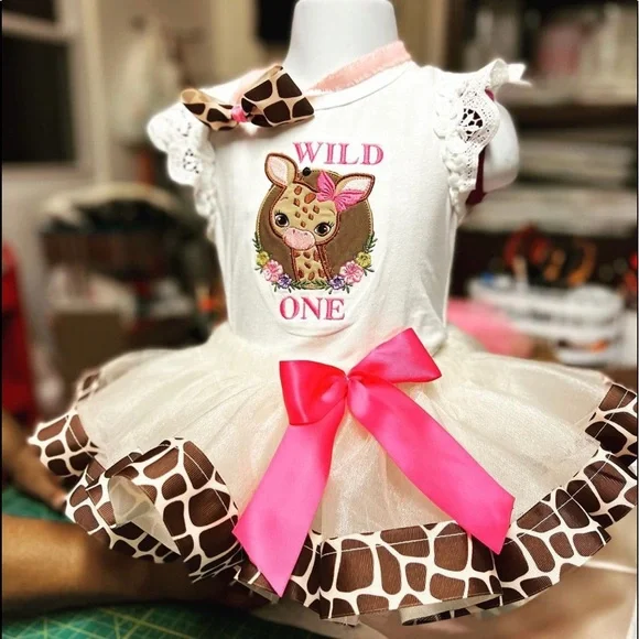 Birthday Dress Safari Outfit For Baby Girl Yellow Wild One Birthday-Two Wild  Birthday Girl Scout